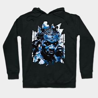 Black Boxer in Fighting Stance with Furious Face in Ink Painting Style Hoodie